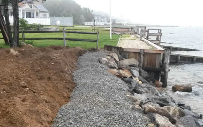 dock builder rock revetment completed job